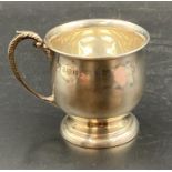 A silver Christening cup, hallmarked for Birmingham 1961,makers mark Barker Brothers Silver Ltd