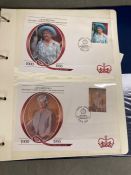 Seven albums of first day covers to include, The Queen Mothers 95th Birthday and The World Cup