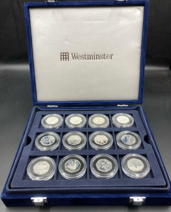 The Royal Mint London 2012 Sports Collection silver proof 50p coins 14 in total