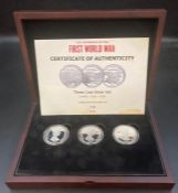 The Centenary of The First World War Three Coin silver coin set Land-Sea-Air 112/950