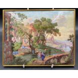 An 18th Century hand painted enamel panel, Arcadian in style (20.5cm x 16cm)
