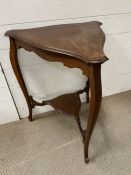 A triform mahogany side table with shelf under (H72cm)