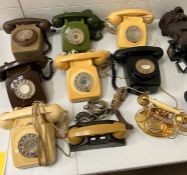 A selection of nine vintage phones