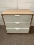 Three drawer chest of drawers (H69cm W70cm D41cm)