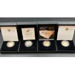 A Selection of four Royal Mint silver coins to include: 50th Anniversary of the United Nations £2, 2