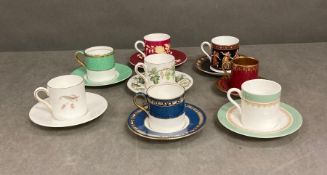 A selection Wedgewood and Coalport cups and saucers