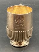 A Victorian silver cup, engraved for 1883, hallmarked for London 1882 by Holland, Son & Slater