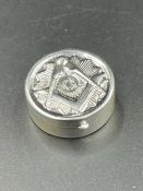 A silver Masonic pill box