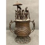 An Asante Kuduo bronze lidded vessel