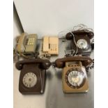 Five vintage dial and press dial telephones