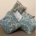 A selection of six scatter cushions in blue and white