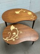 A Kidney shaped inlaid nest of tables
