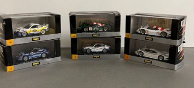 Six Onyx Touring car collection diecast collectable model cars including Silverstone GP, road car