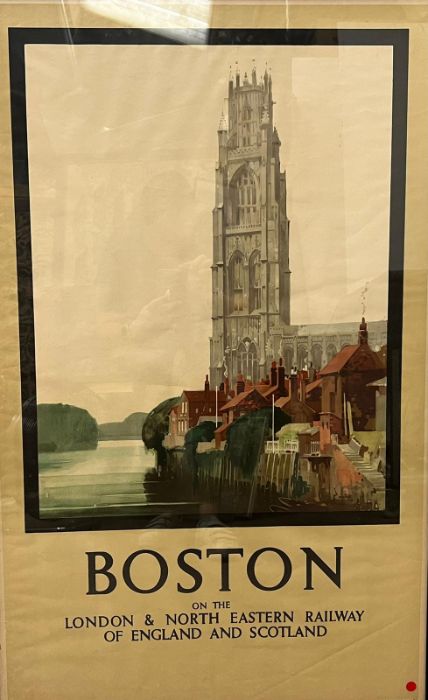 An Original London and North Eastern Vintage Railway Poster Advertising Boston, England. - Image 3 of 4