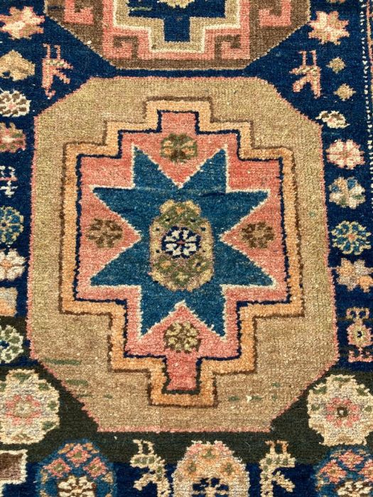 A Blue ground runner with geometric border and star centre (275cm x 98cm) - Image 3 of 3