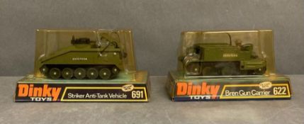 Two boxed Dinky toys, Bren Gun Carrier 622 and Striker Anti-Tank Vehicle