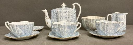 A selection of Wileman and Co pre Shelly china to include teapot, sugar bowl, milk jug, three cups