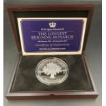 HM Queen Elizabeth II The Longest Reigning Monarch Silver 5oz proof coin 330/450