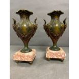 A pair of Spelter bronze French vases, Art Nouveau style