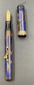 A 1930's Waterman Patrician Turquoise (Blue & Bronze) lever filler fountain pen, Watermans Ideal