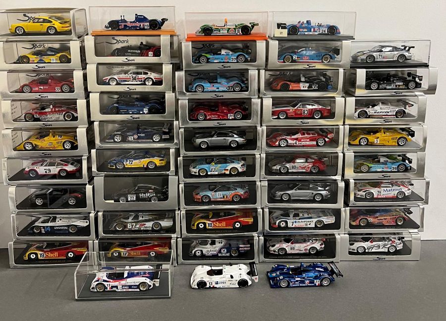 Forty Seven diecast Spark Minimax model cars, rally and racing cars in racing colours