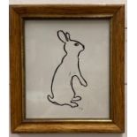 A signed Hugo Guinness block print 'Rabbit' 25cm x 28cm framed.