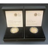 Coins: The Royal Mint 2010 Florence Nightingale £2 Silver Proof Coin and the 2009 Robert Burns £2