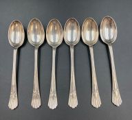 A set of six silver teaspoons, makers mark LS and hallmarked for Birmingham