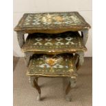 Three painted nest of tables, Italian Florentine style