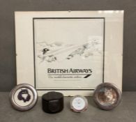 A selection of Concorde memorabilia to include two silver hallmarked picture frames and a links of