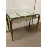 A glass dressing table with two short drawers to side (H71cm W90cm D45cm)