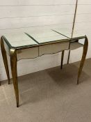 A glass dressing table with two short drawers to side (H71cm W90cm D45cm)