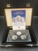 The Westminster Mint A Tribute to The Armed Forces Silver Proof £5 coin set.