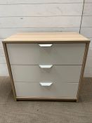 Three drawer chest of drawers (H69cm W70cm D41cm)