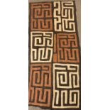 Vintage Kuba tribal textile cloth wall hanging with geometric design 152cm x 70 cm