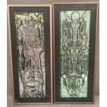 Two miniature deep etching on metal foil by Bruce Onobrakpeya signed