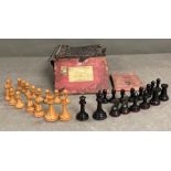 A 19th century Jacques boxwood and ebony Staunton pattern chess set, the white king stamped '