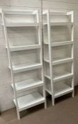 A pair of white Ikea open shelving units (H193cm W63cm D36cm)