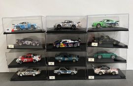 Twelve boxed Rally and Racing diecast vehicles by Kit Car 43 Models