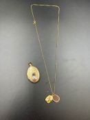 9ct gold locket on a necklace and a separate locket (Approximate total weight is 7.2g)