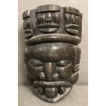 A large wooden carved tribal mask (H52cm)