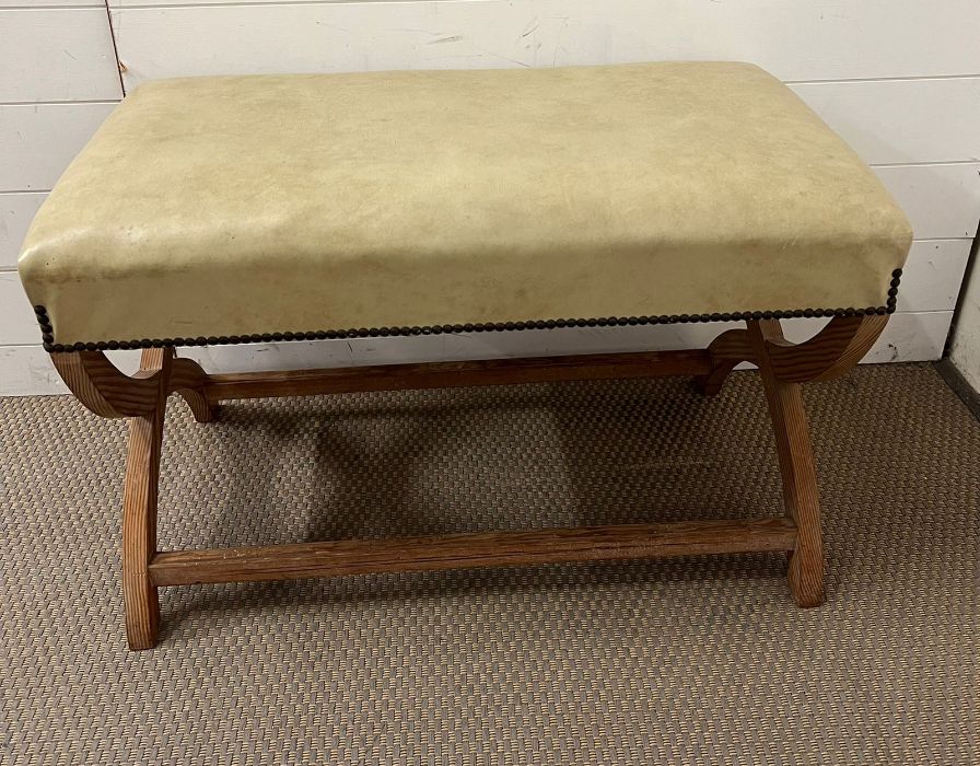 A pair of X frame window seat or stool (H54cm W85cm D48cm) - Image 4 of 5