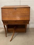 A Globe Wernicke bureau desk with drop front and inset pigeon holes and drawers AF
