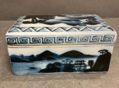 A Chinese blue and white porcelain box
