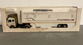 A Transporter truck and trailer Porsche and Kunden sport