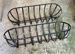 Two wrought iron wall trough (80cm x 70cm and 80cm x 27cm)