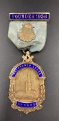 A 1936 Halesowen Founder 1936 Masonic jewel in silver gilt by Fattorini and Sons.