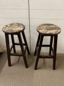 A Pair of wooden vintage stools