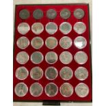 35 Victorian and Georgian pennies in display case 1806 to 1901 circulated, but clear dates