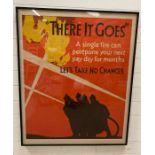 A large framed vintage poster 'There It Goes, Let's Take No Chances' 94cm x 118cm